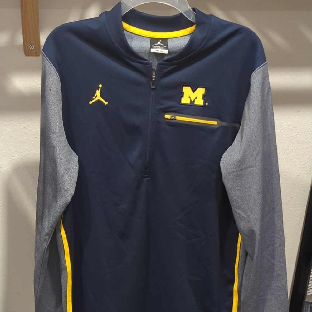 Jordan Navy and Gray Pullover with Yellow Details
